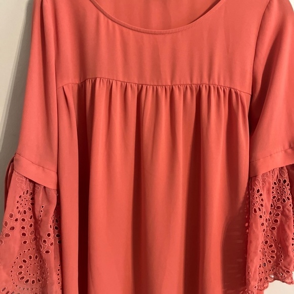 Loft Boho Bell Sleeve Top XS Orange Peasant Hippie Indie Concert Western Preppy - Picture 3 of 12